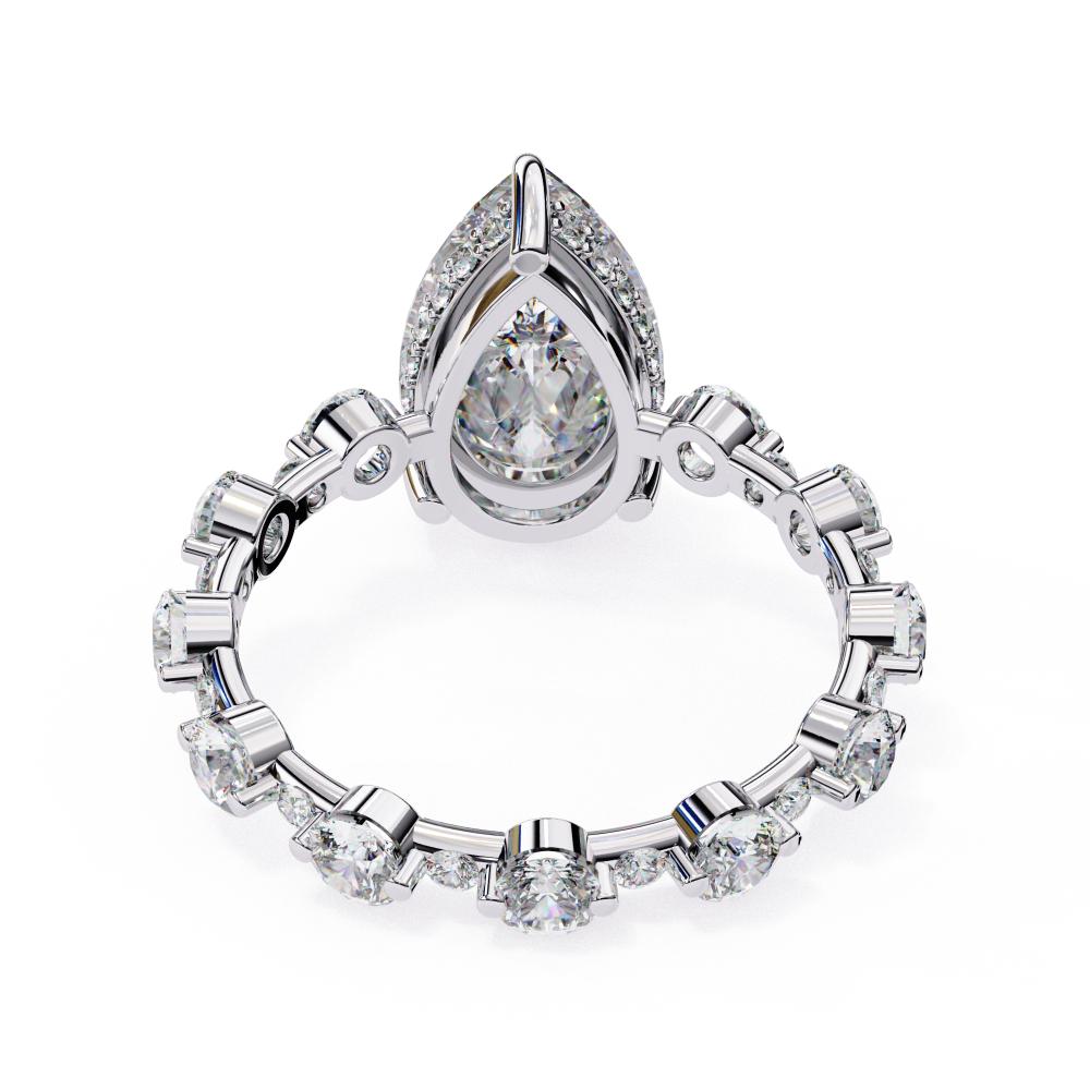 The Desiree Pear Hidden Halo with Shared Prong Engagement Ring