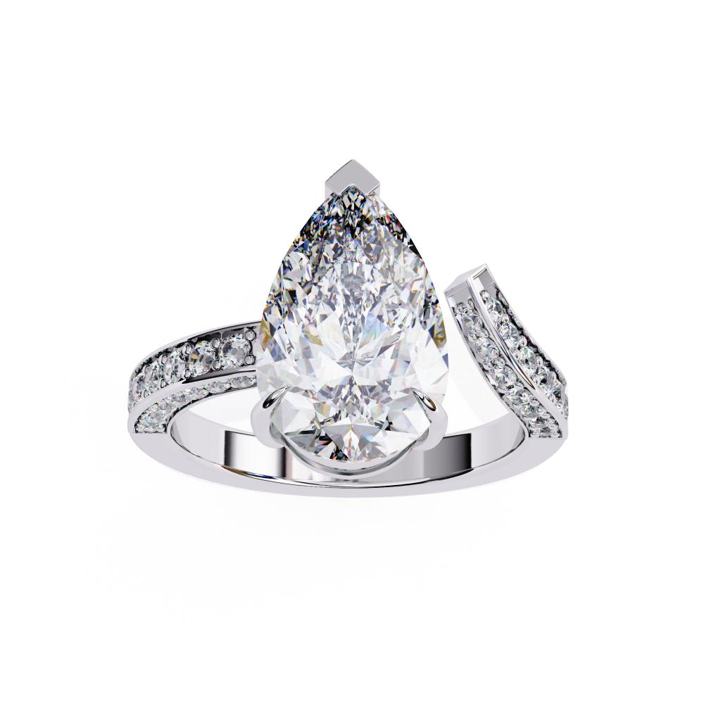 The Kirby Pear One Site Open With Micro Pave Band Engagement Ring