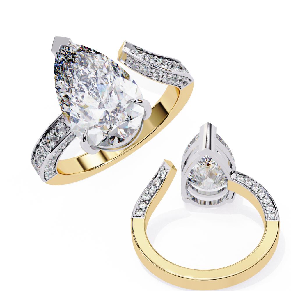 The Kirby Pear One Site Open With Micro Pave Band Engagement Ring