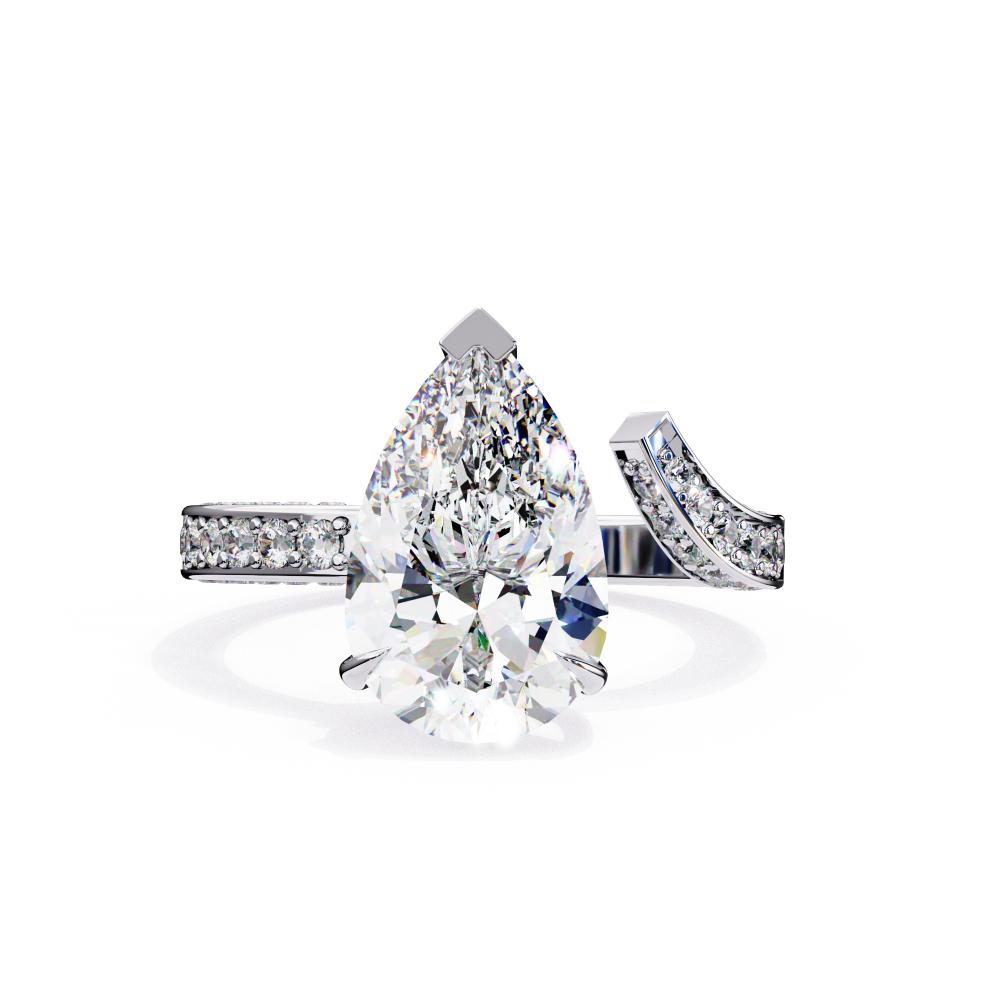 The Kirby Pear One Site Open With Micro Pave Band Engagement Ring