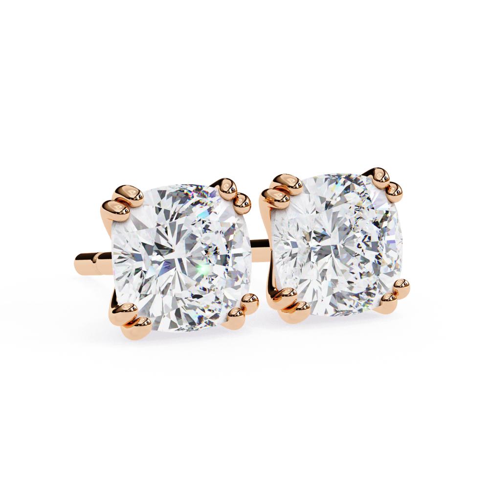 The Patricia Cushion Double Claw Prong Stud Earrings