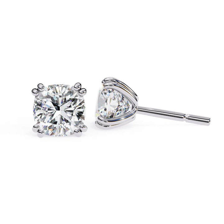 The Patricia Cushion Double Claw Prong Stud Earrings