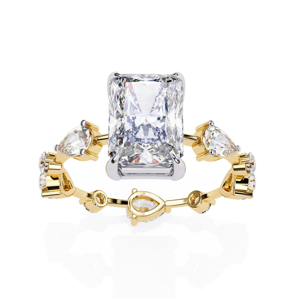 The Amelia Radiant Solitaire with Antique Band Engagement Ring