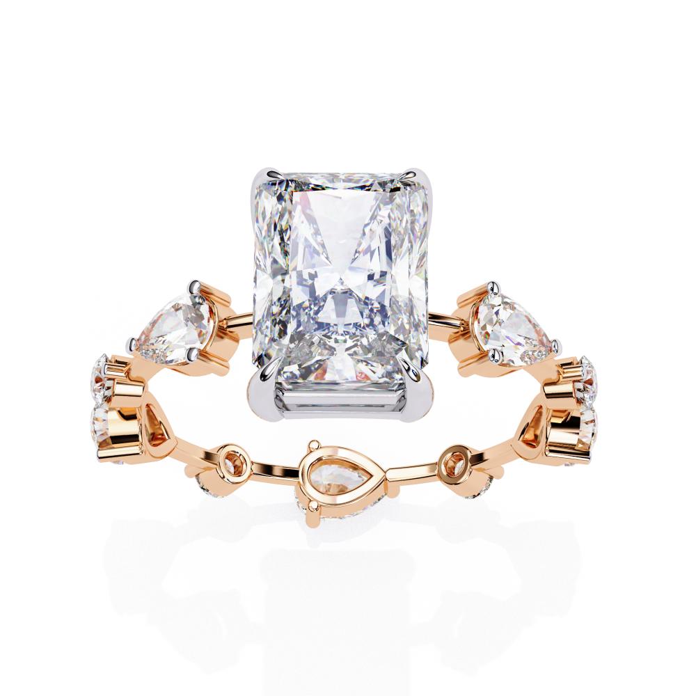 The Amelia Radiant Solitaire with Antique Band Engagement Ring