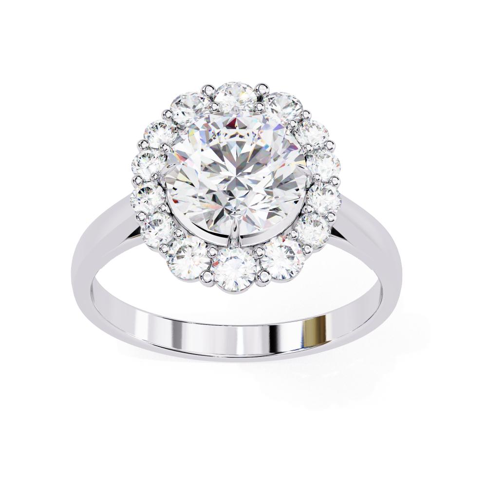 The Evans Round Halo with Cathedral Engagement Ring