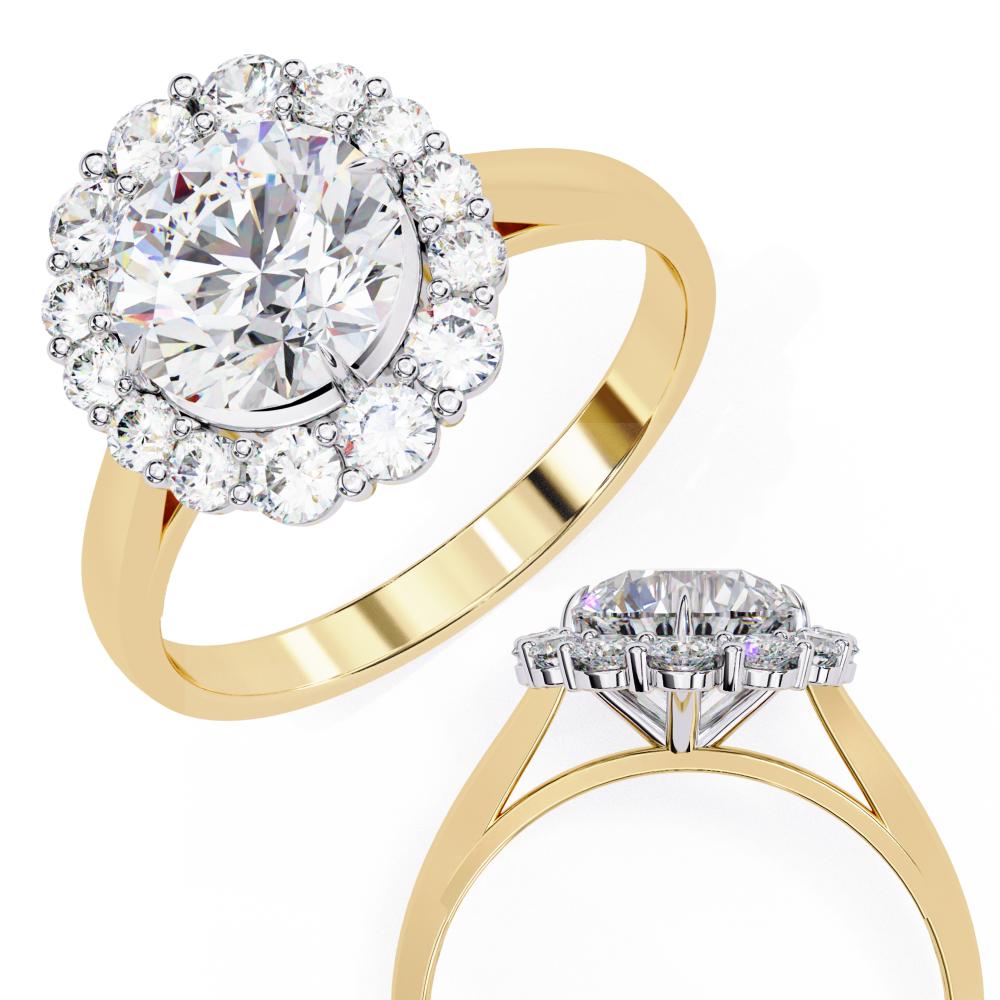 The Evans Round Halo with Cathedral Engagement Ring