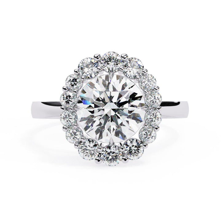 The Evans Round Halo with Cathedral Engagement Ring