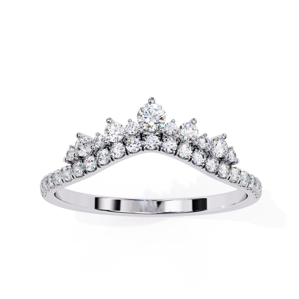 The Kelsey Chevron Crown Diamond Wedding Band