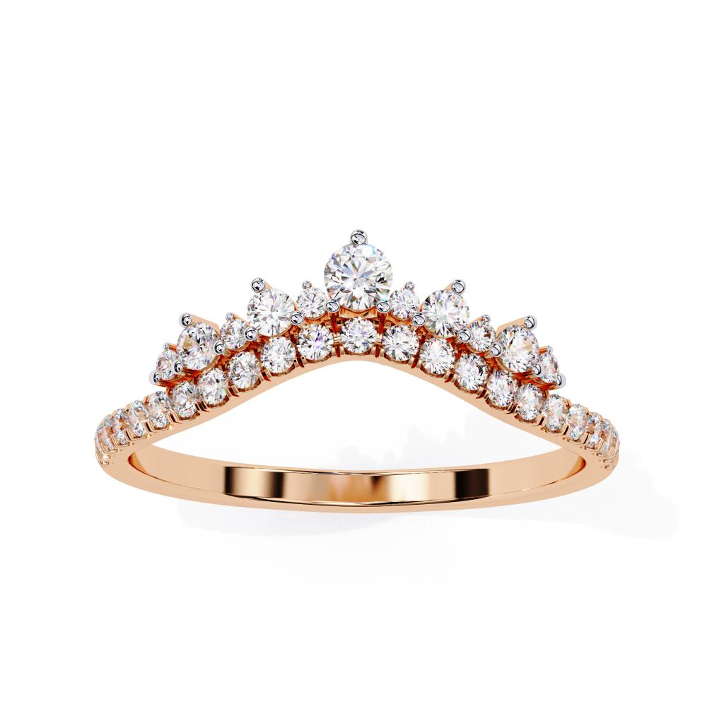 The Kelsey Chevron Crown Diamond Wedding Band