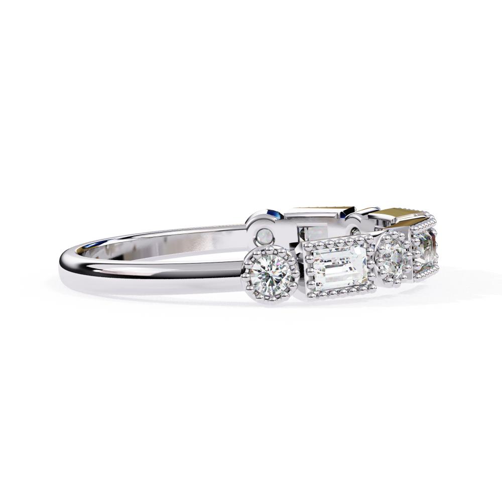 The Danielle Baguette & Round Half Milgrain Wedding Band