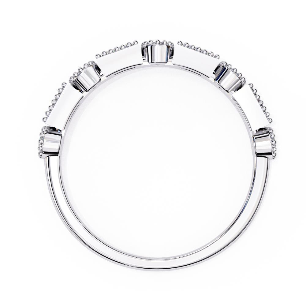 The Danielle Baguette & Round Half Milgrain Wedding Band