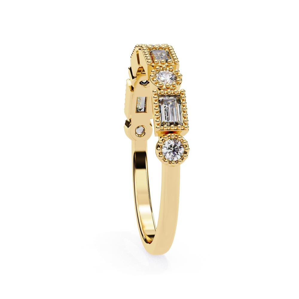 The Danielle Baguette & Round Half Milgrain Wedding Band