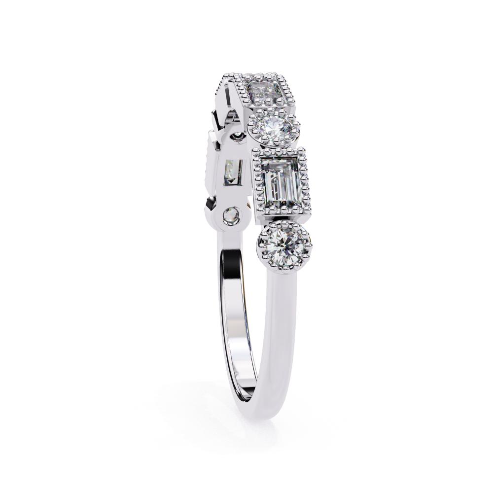 The Danielle Baguette & Round Half Milgrain Wedding Band