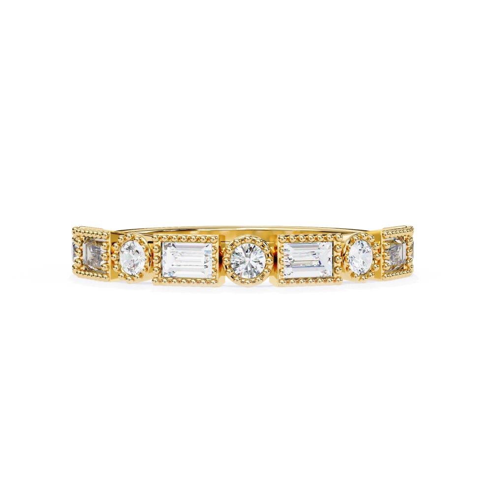 The Danielle Baguette & Round Half Milgrain Wedding Band