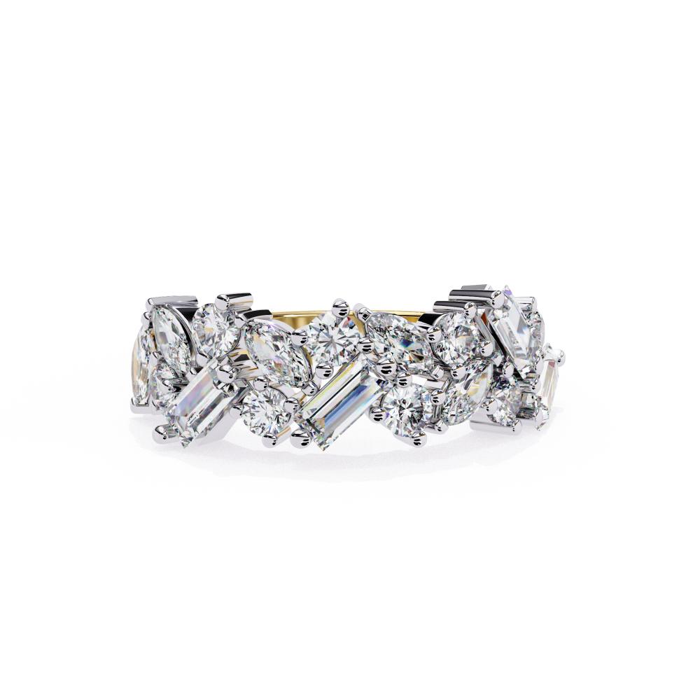 The Janee Multi Shape Stone Half Eternity Wedding Band