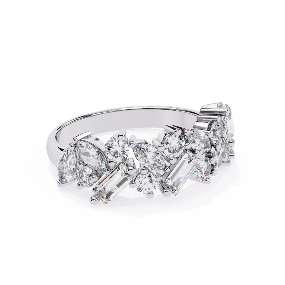 The Janee Multi Shape Stone Half Eternity Wedding Band