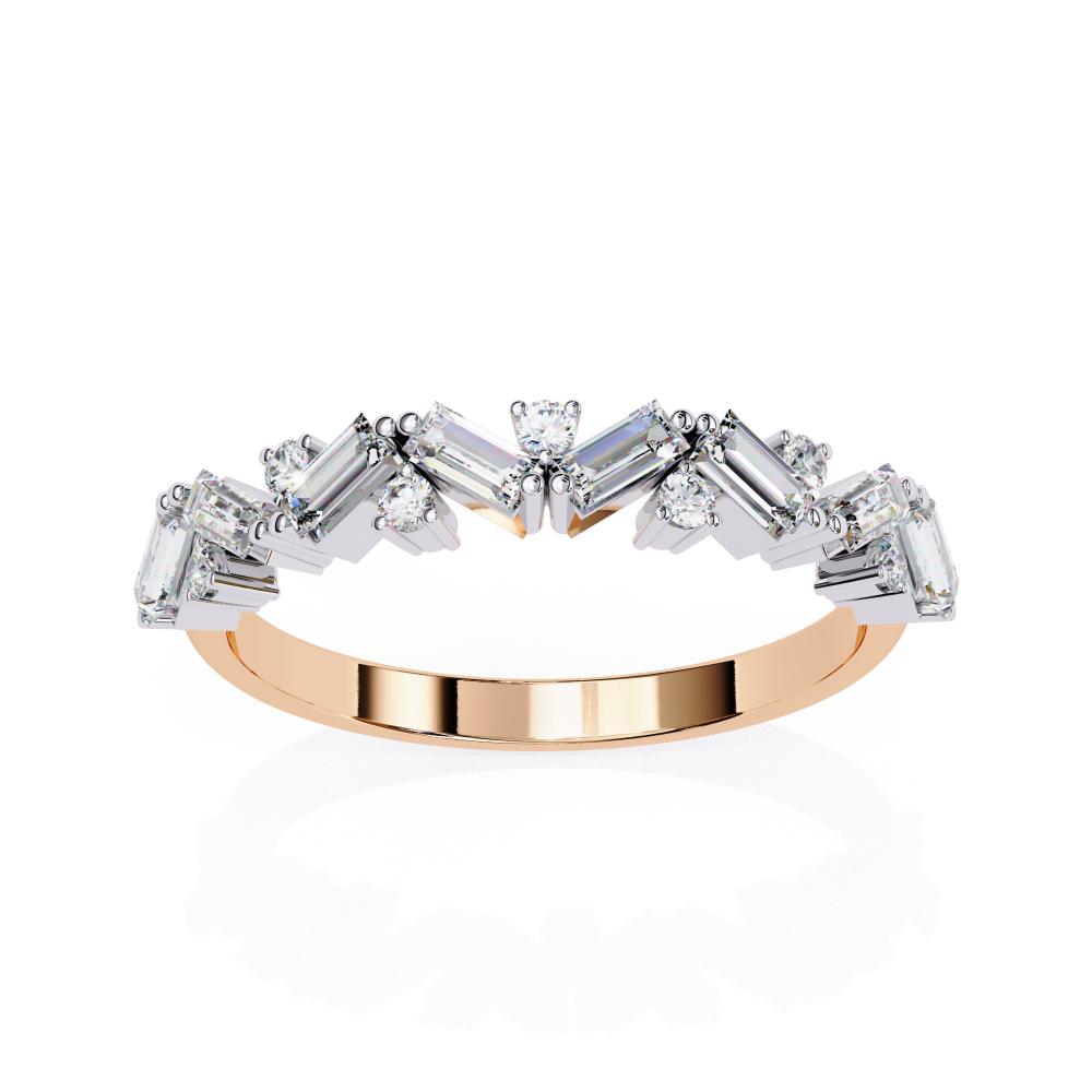 The Autin Spiral Baguette & Round Half Eternity Wedding Band