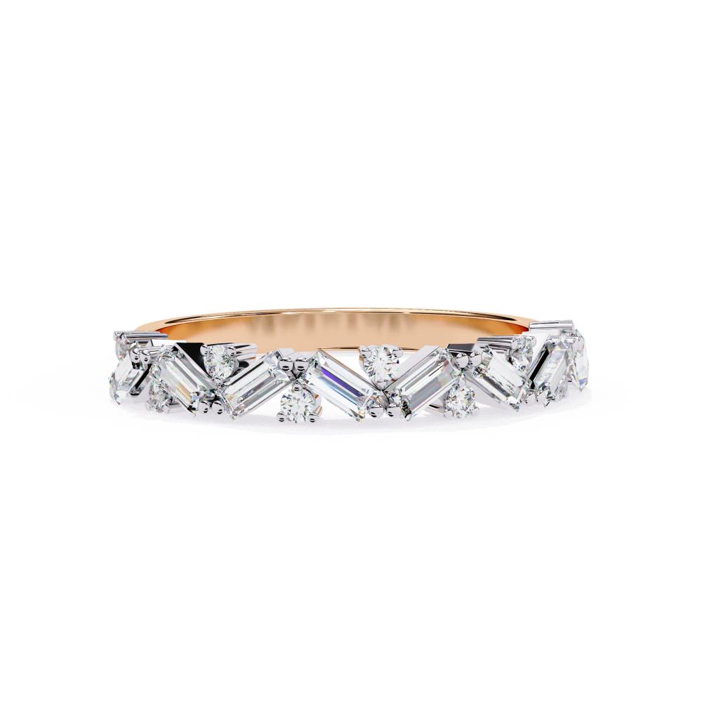 The Autin Spiral Baguette & Round Half Eternity Wedding Band