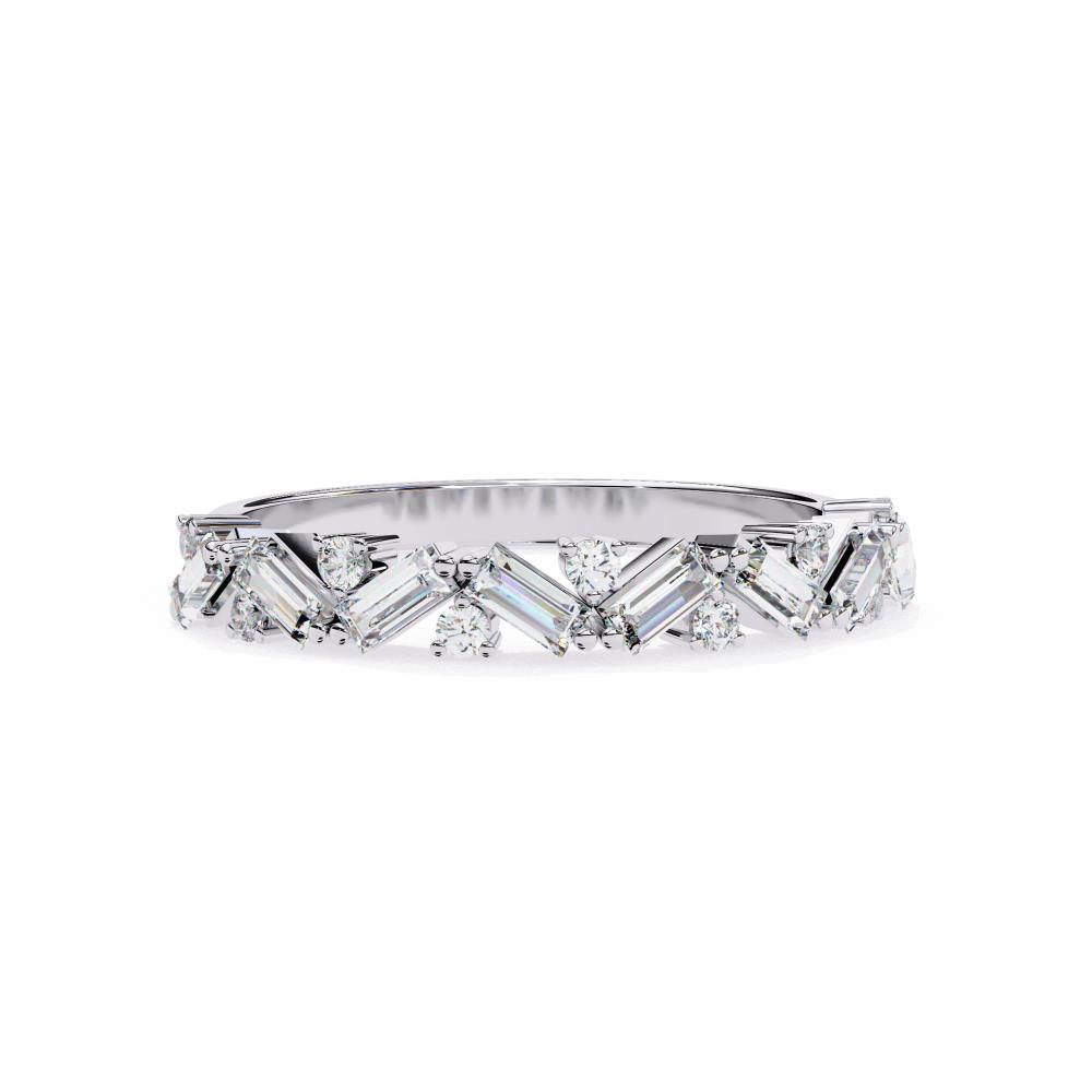 The Autin Spiral Baguette & Round Half Eternity Wedding Band