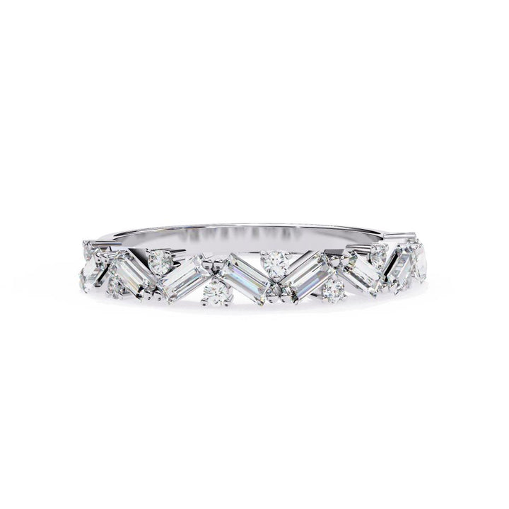 The Autin Spiral Baguette & Round Half Eternity Wedding Band