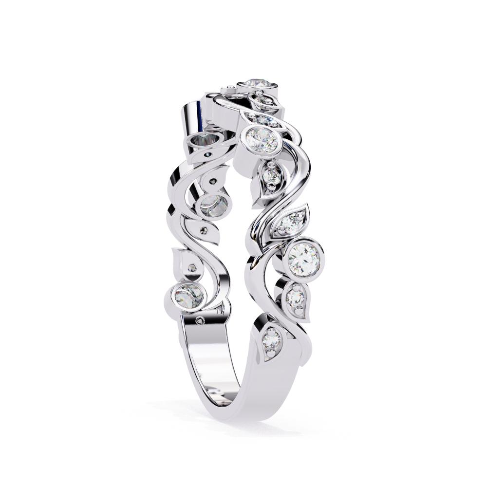 The Leah Floral Bezel Set Half Eternity Wedding Band