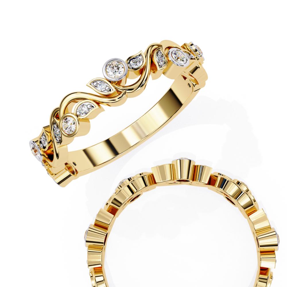 The Leah Floral Bezel Set Half Eternity Wedding Band