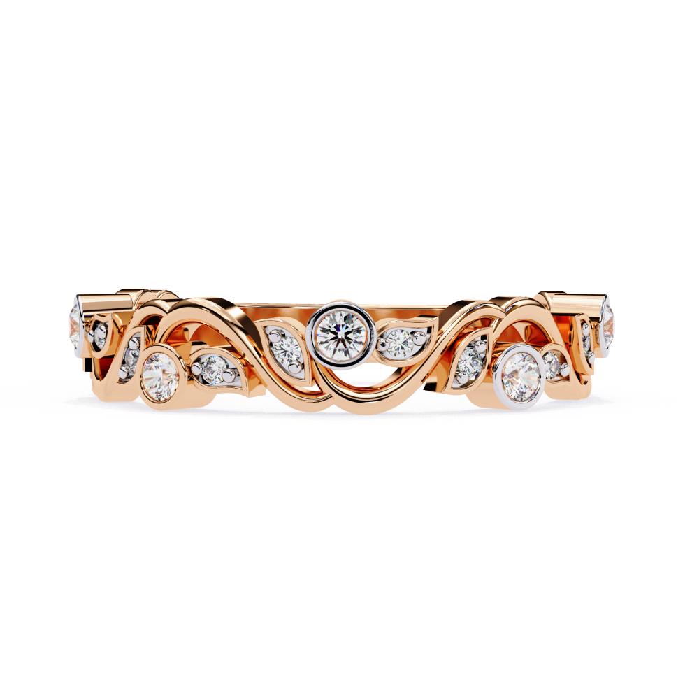 The Leah Floral Bezel Set Half Eternity Wedding Band