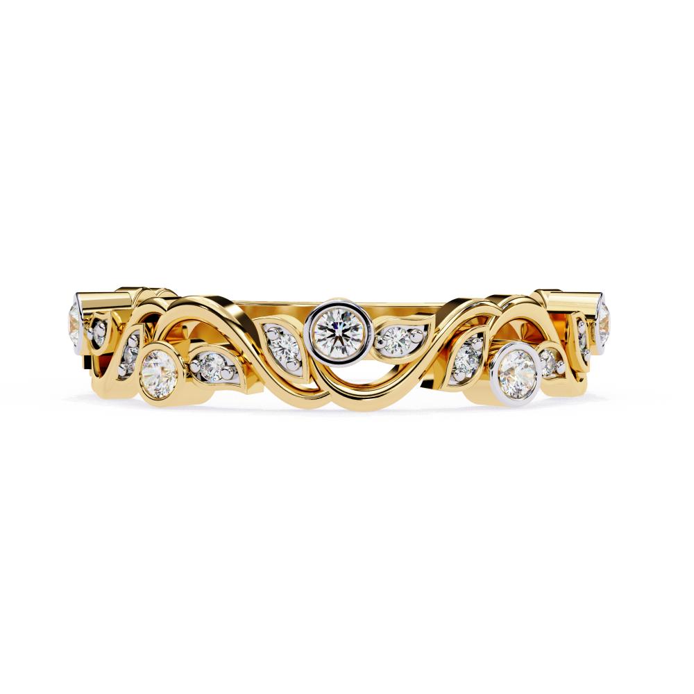 The Leah Floral Bezel Set Half Eternity Wedding Band