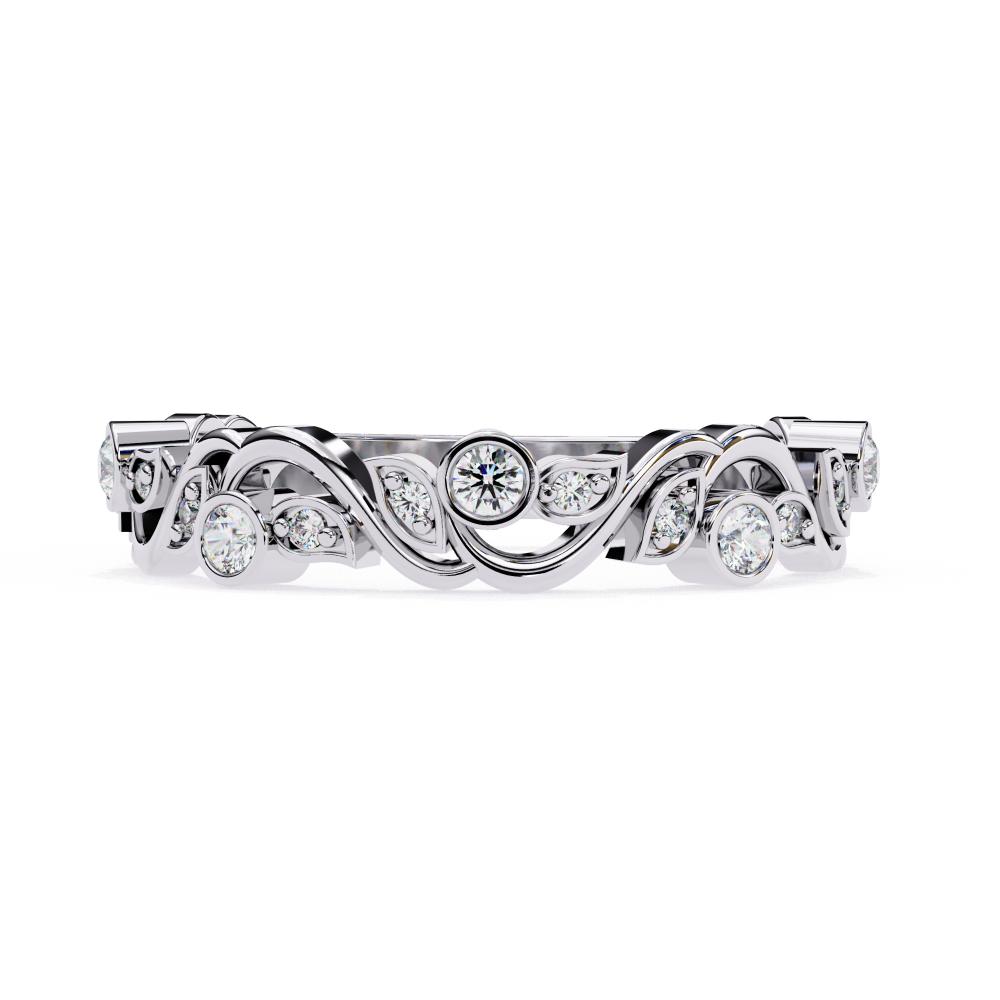 The Leah Floral Bezel Set Half Eternity Wedding Band