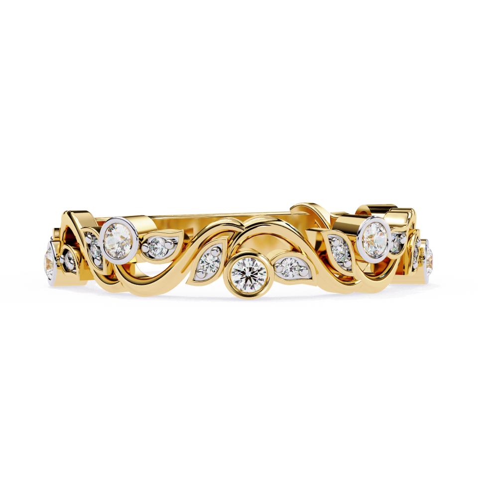 The Leah Floral Bezel Set Half Eternity Wedding Band