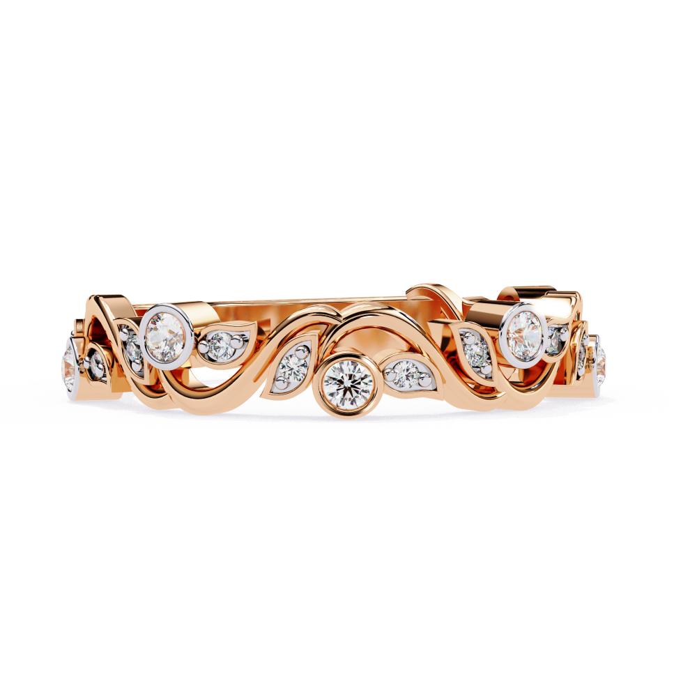 The Leah Floral Bezel Set Half Eternity Wedding Band