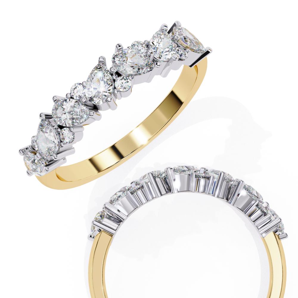 The Konstance Pear & Round Half Eternity Wedding Band