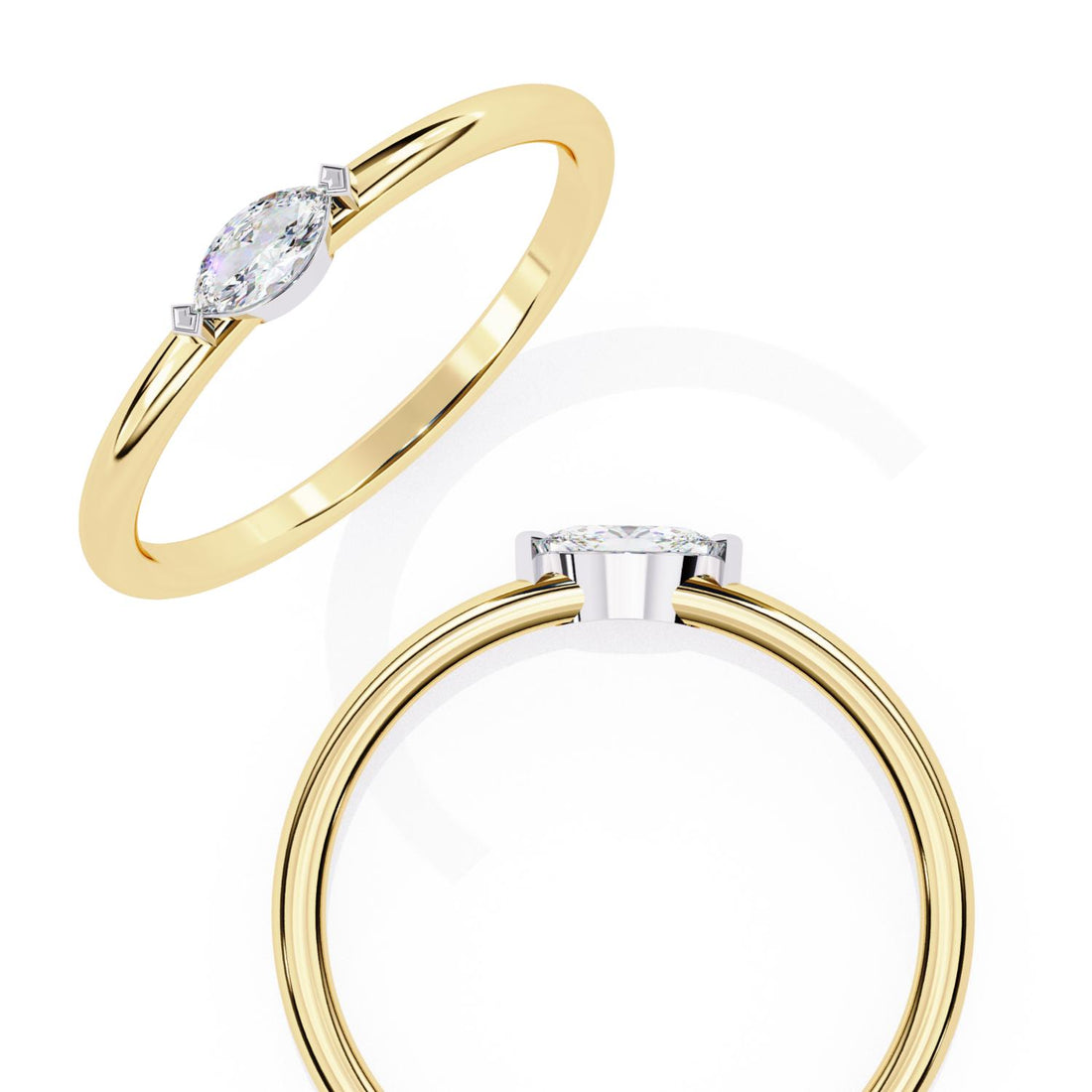 The Silvia Marquise Bar Set Wedding Band