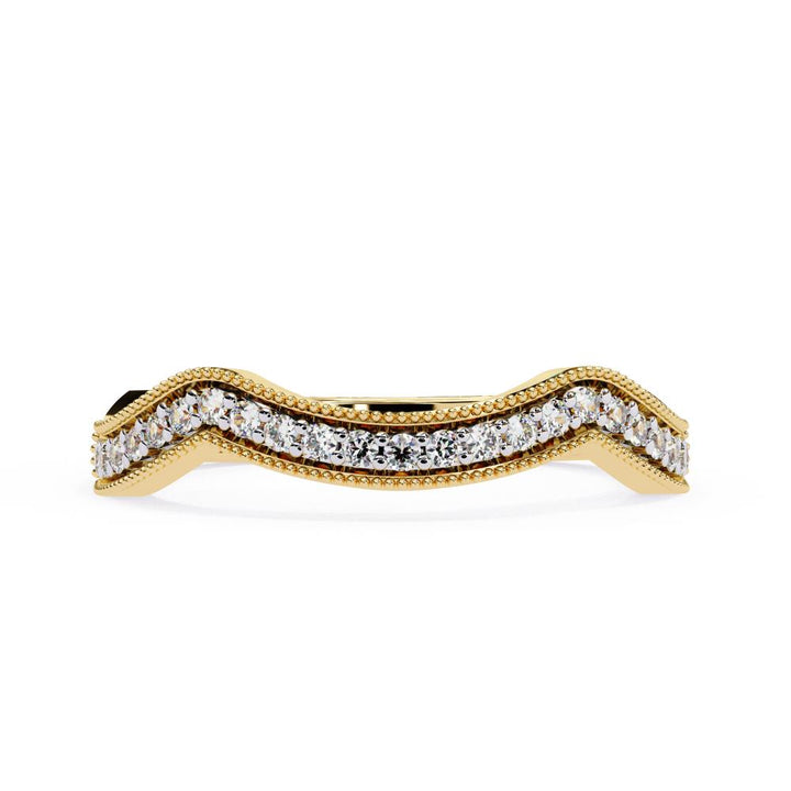 The Mesa Spiral Milgrain Half Eternity Wedding Band