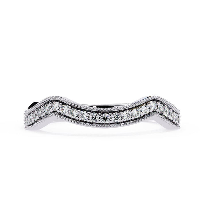 The Mesa Spiral Milgrain Half Eternity Wedding Band