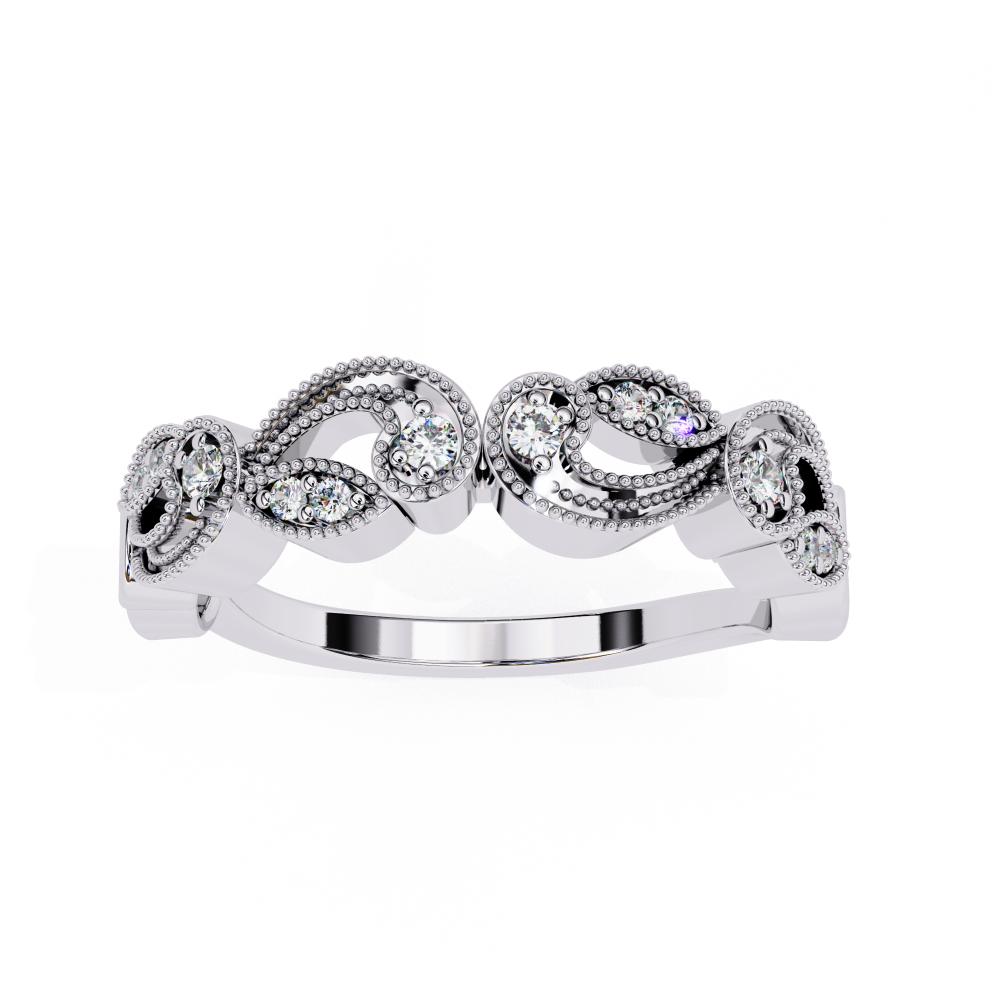 The Duffie Vintage Style Half Milgrain Wedding Band