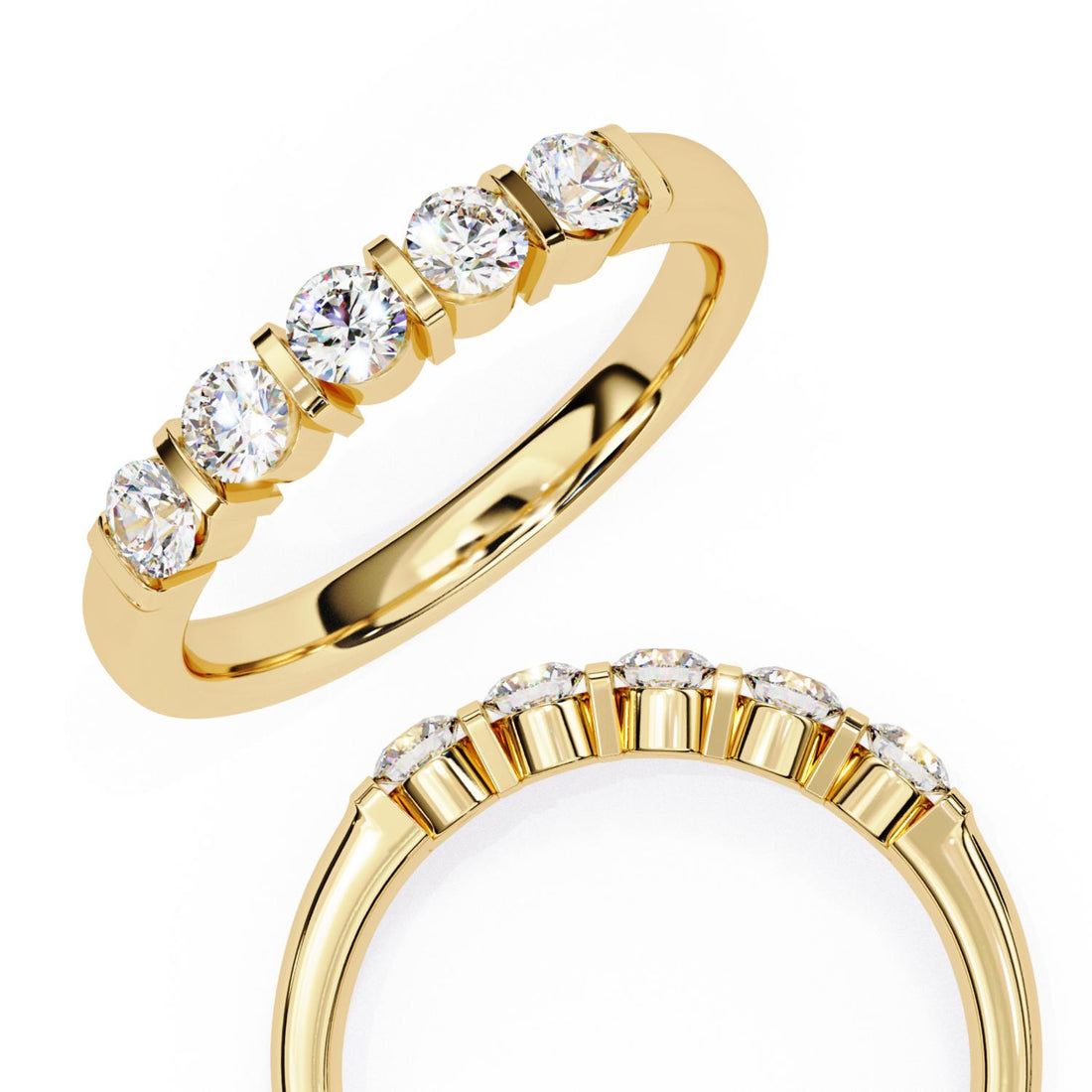 The Dela Round 5 Stone Bar Set Wedding Band