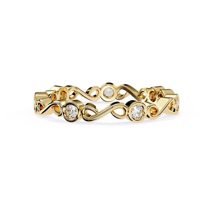 The Huber Round Bezel set With Infinity Style Wedding Band