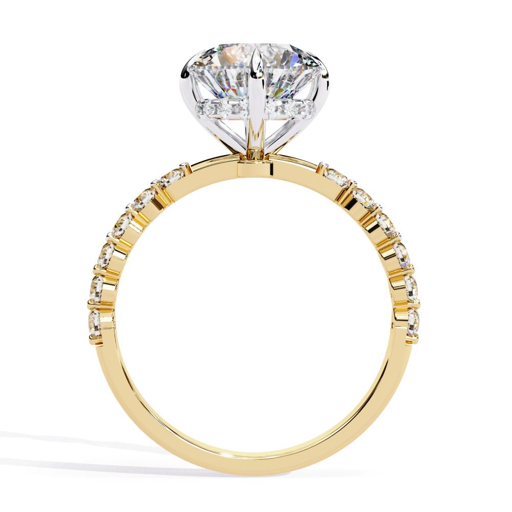 The Hatfield Round Hidden Halo with Shared Prong Engagement Ring