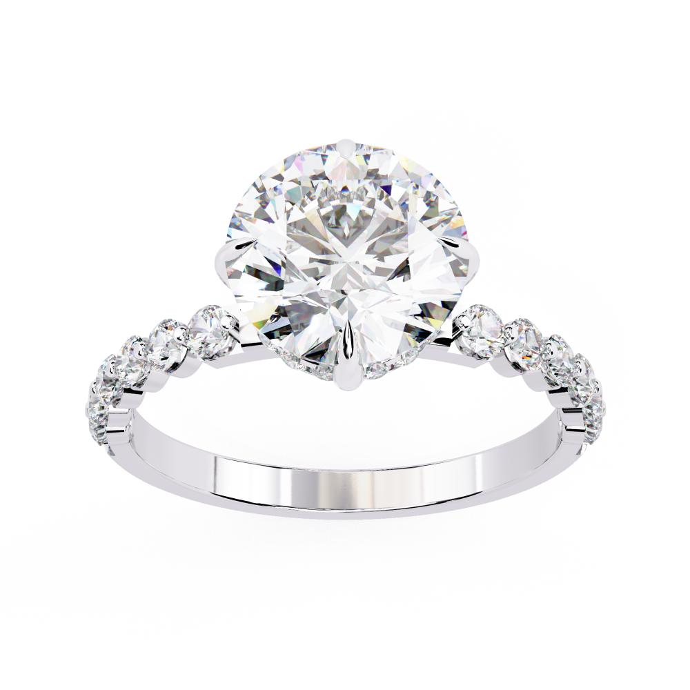 The Hatfield Round Hidden Halo with Shared Prong Engagement Ring