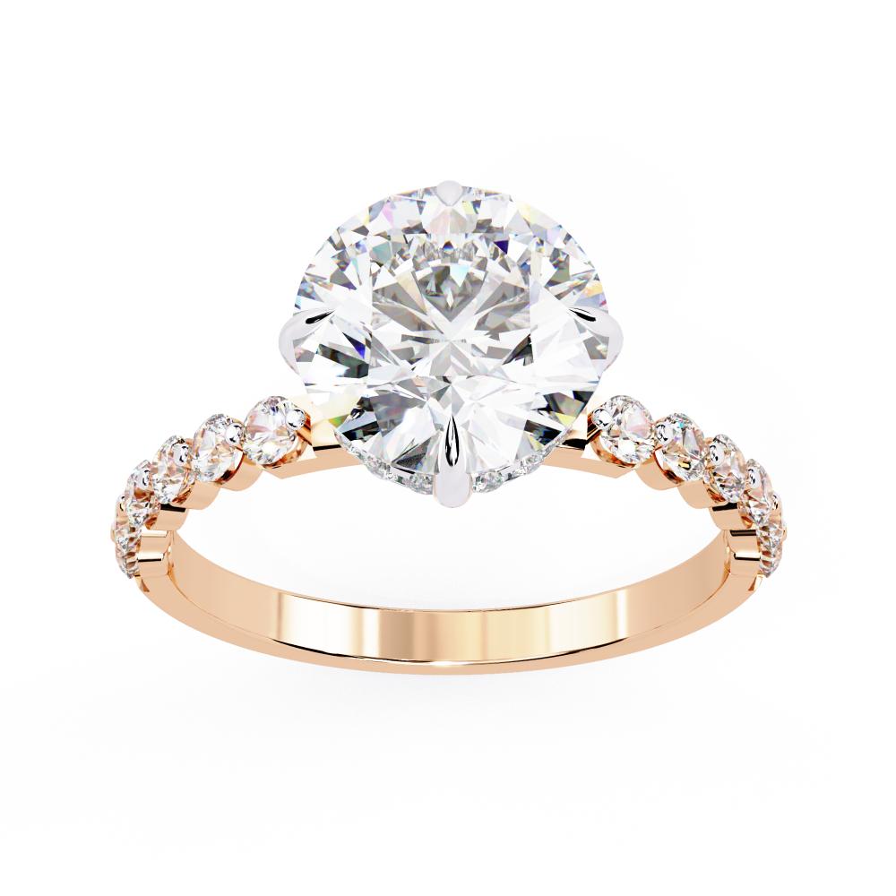 The Hatfield Round Hidden Halo with Shared Prong Engagement Ring