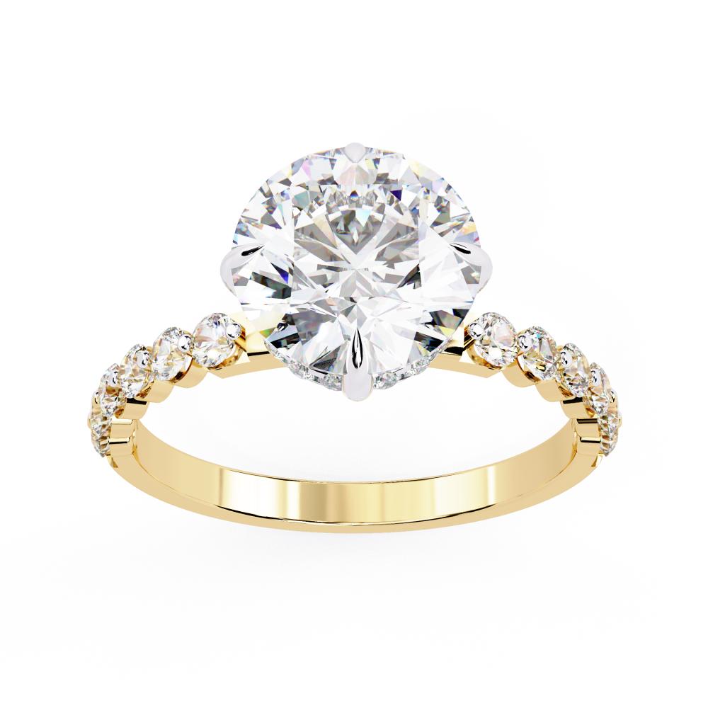 The Hatfield Round Hidden Halo with Shared Prong Engagement Ring