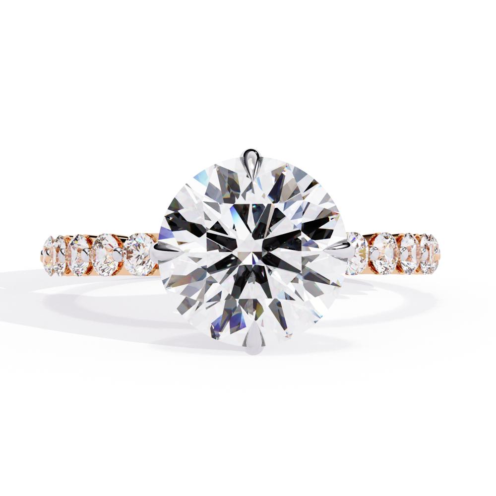 The Hatfield Round Hidden Halo with Shared Prong Engagement Ring