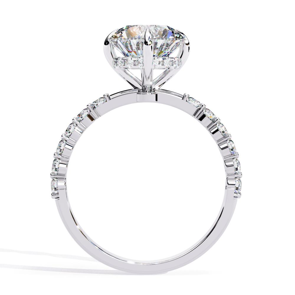 The Hatfield Round Hidden Halo with Shared Prong Engagement Ring