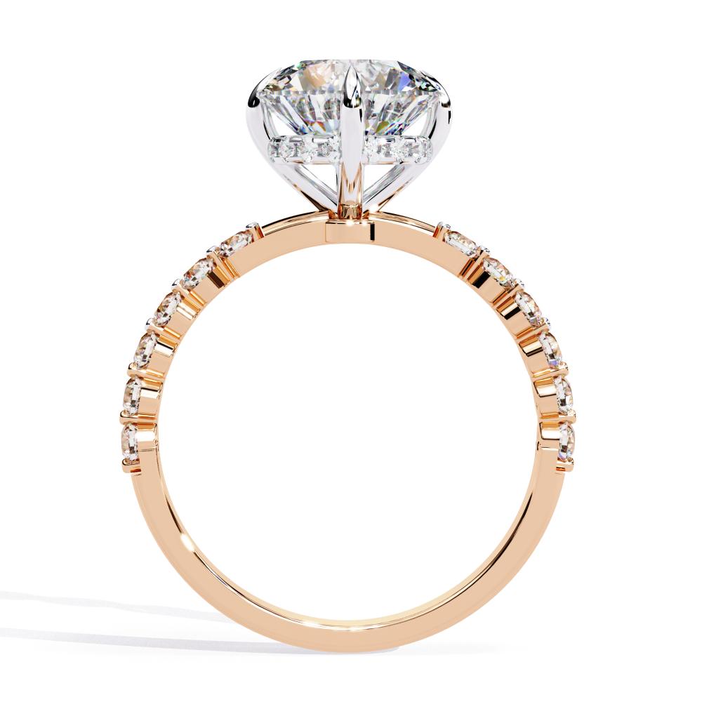 The Hatfield Round Hidden Halo with Shared Prong Engagement Ring