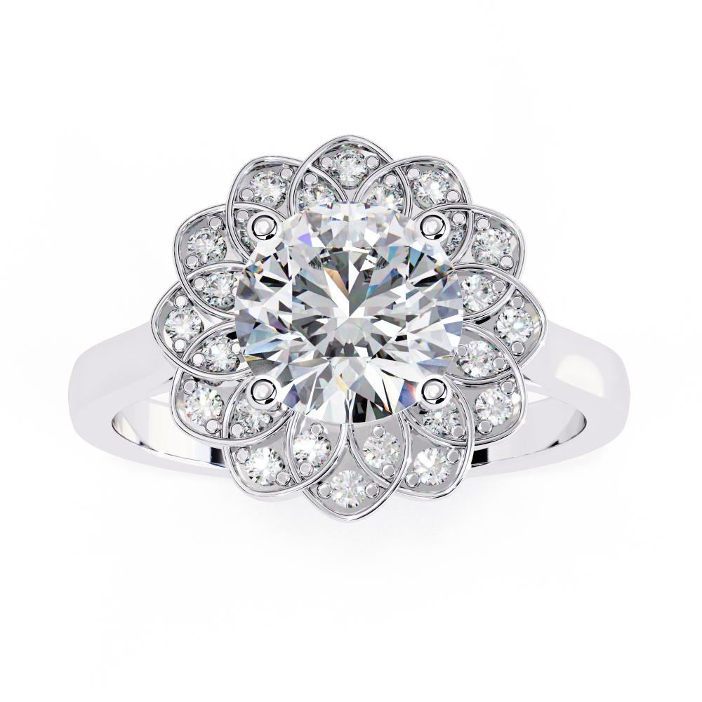 The Brandi Round Floral Halo Engagement Ring