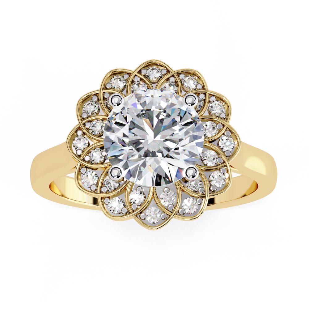 The Brandi Round Floral Halo Engagement Ring