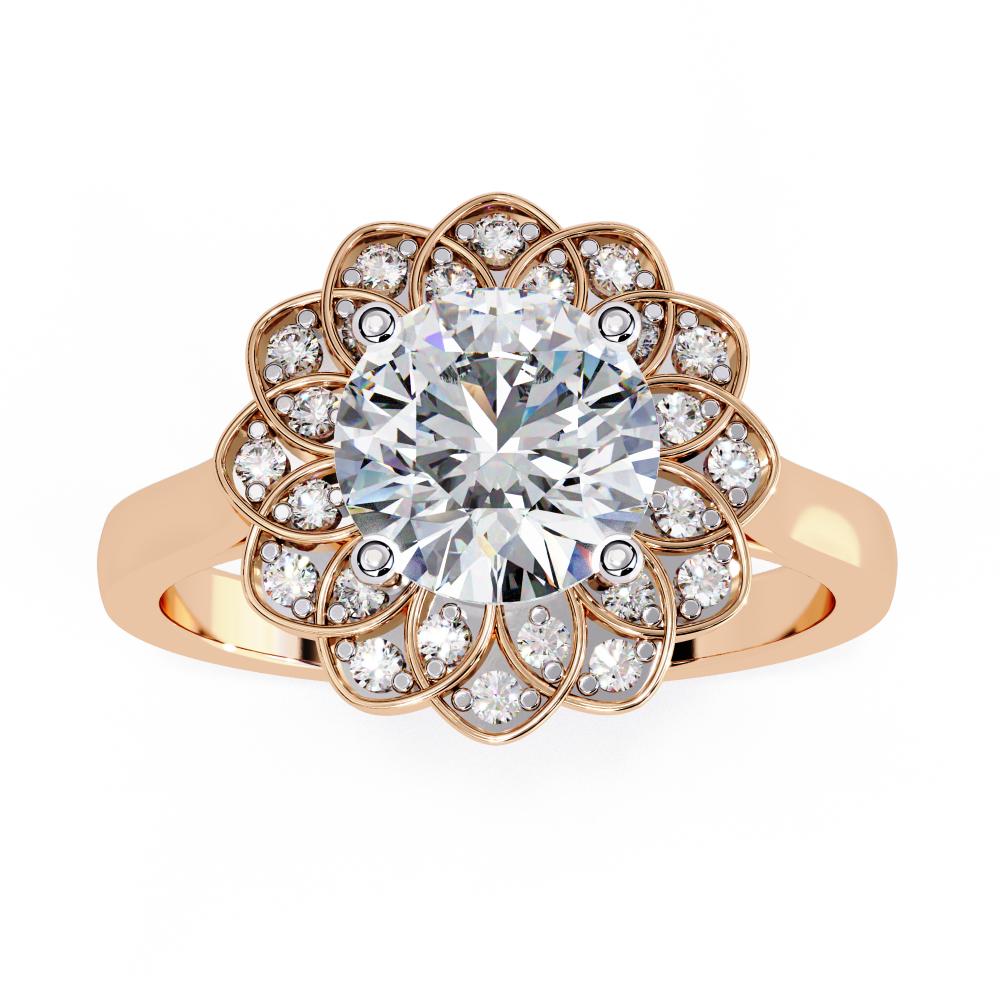 The Brandi Round Floral Halo Engagement Ring