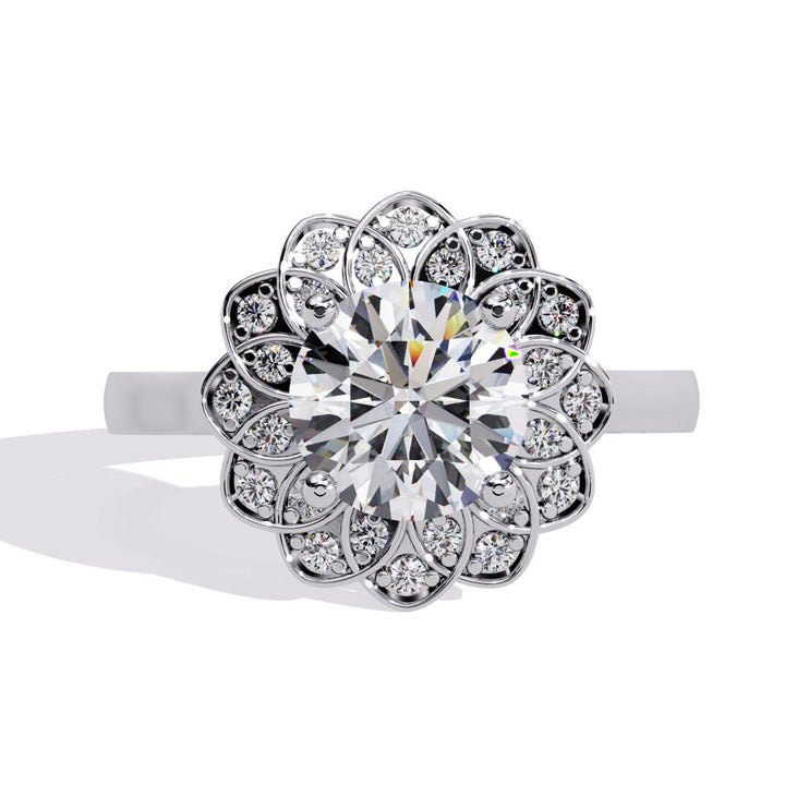 The Brandi Round Floral Halo Engagement Ring