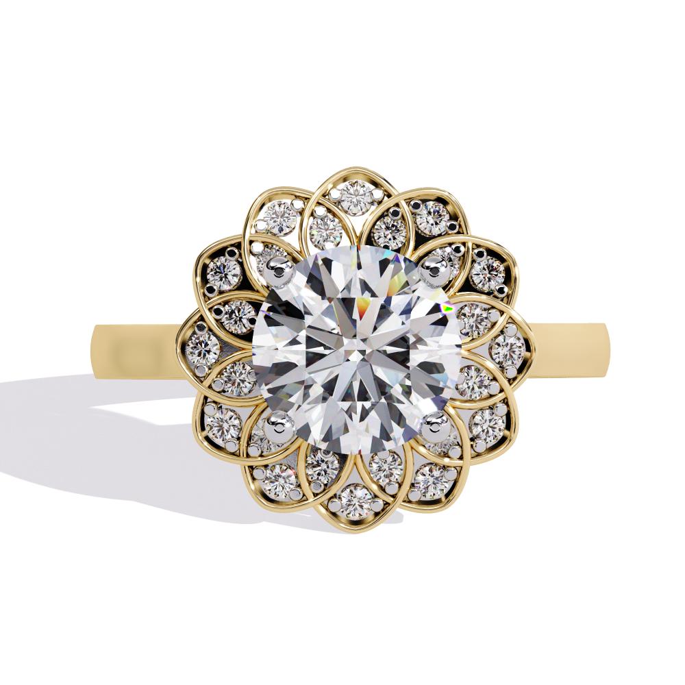 The Brandi Round Floral Halo Engagement Ring